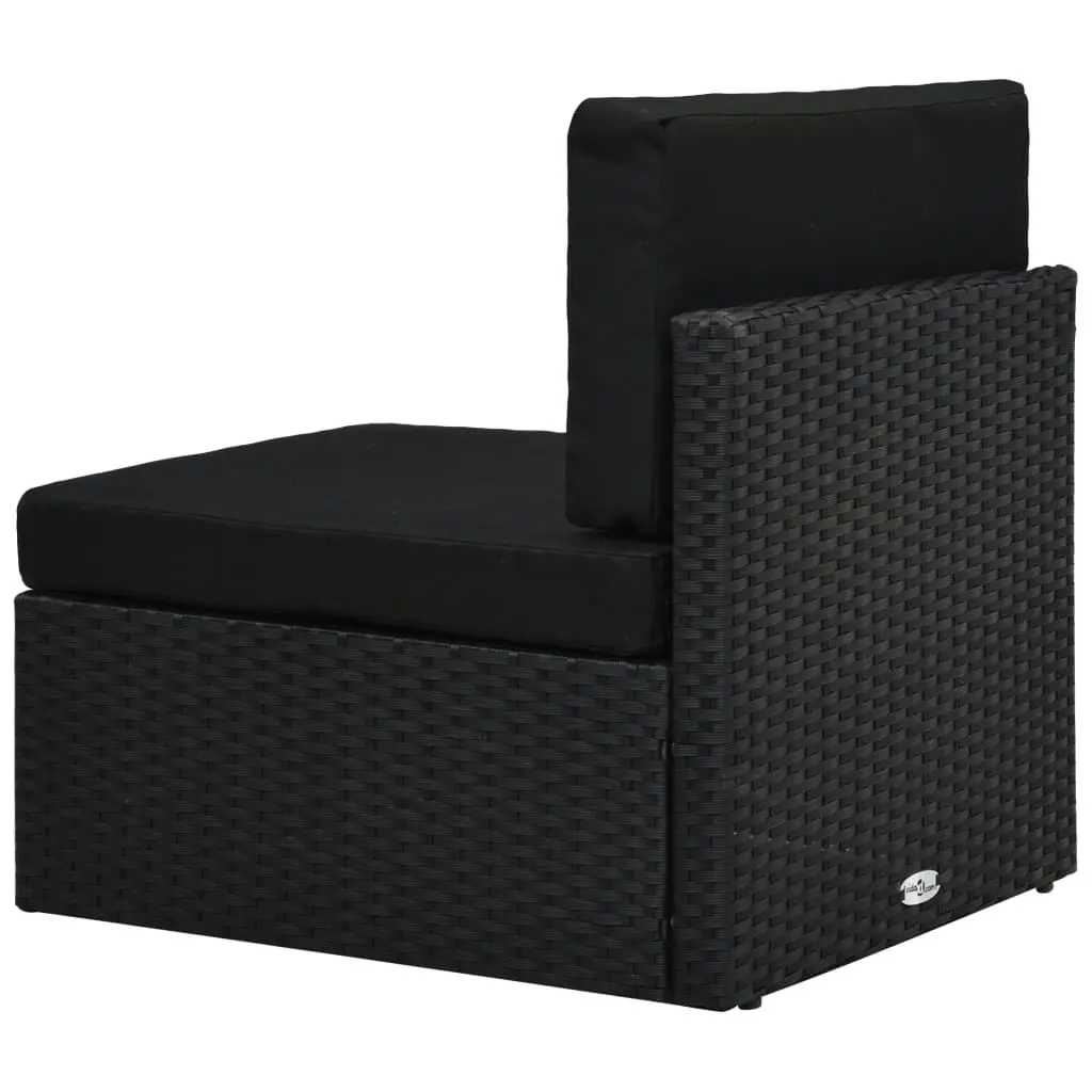 4 Piece Garden Lounge Set Poly Rattan Black 3054581