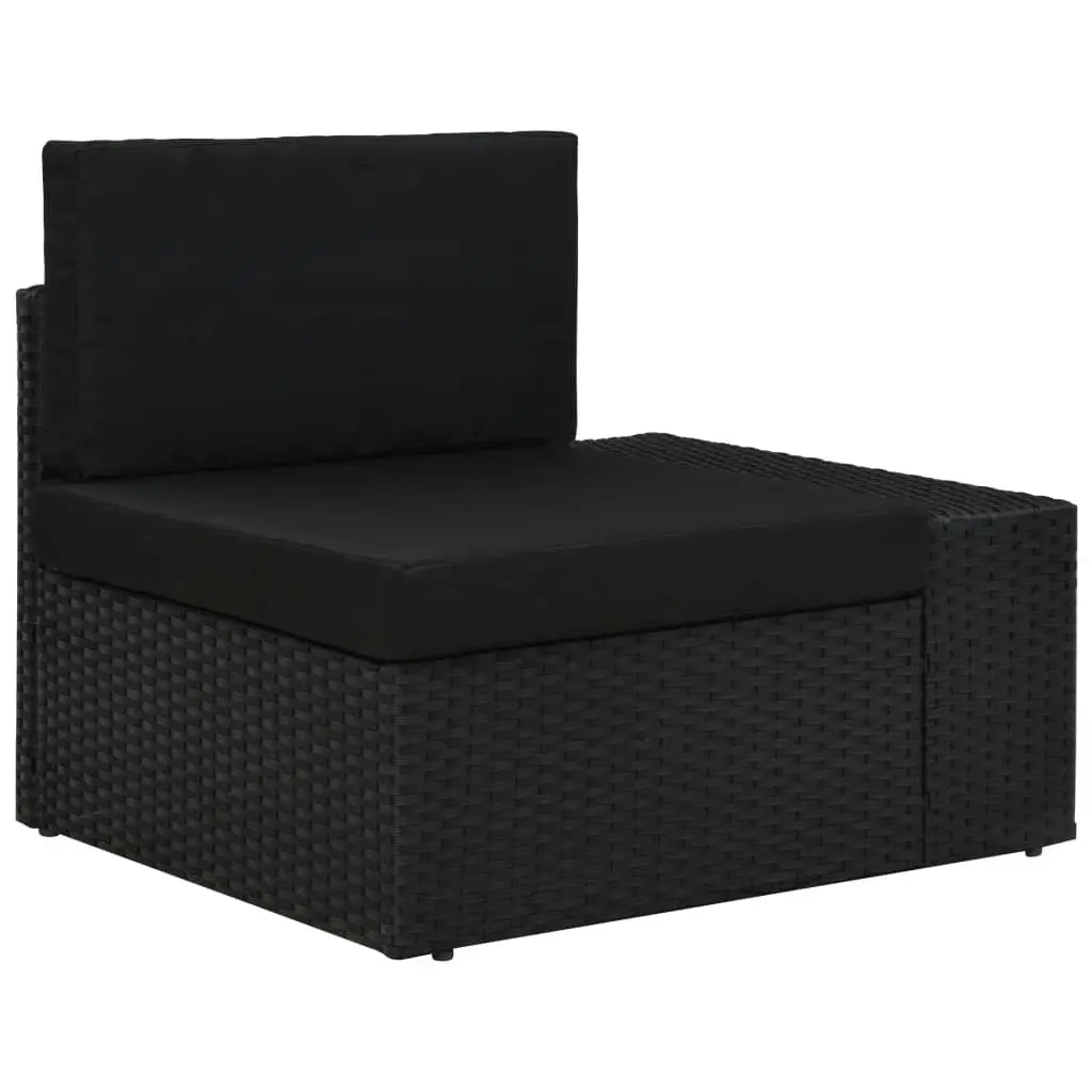 4 Piece Garden Lounge Set Poly Rattan Black 3054581