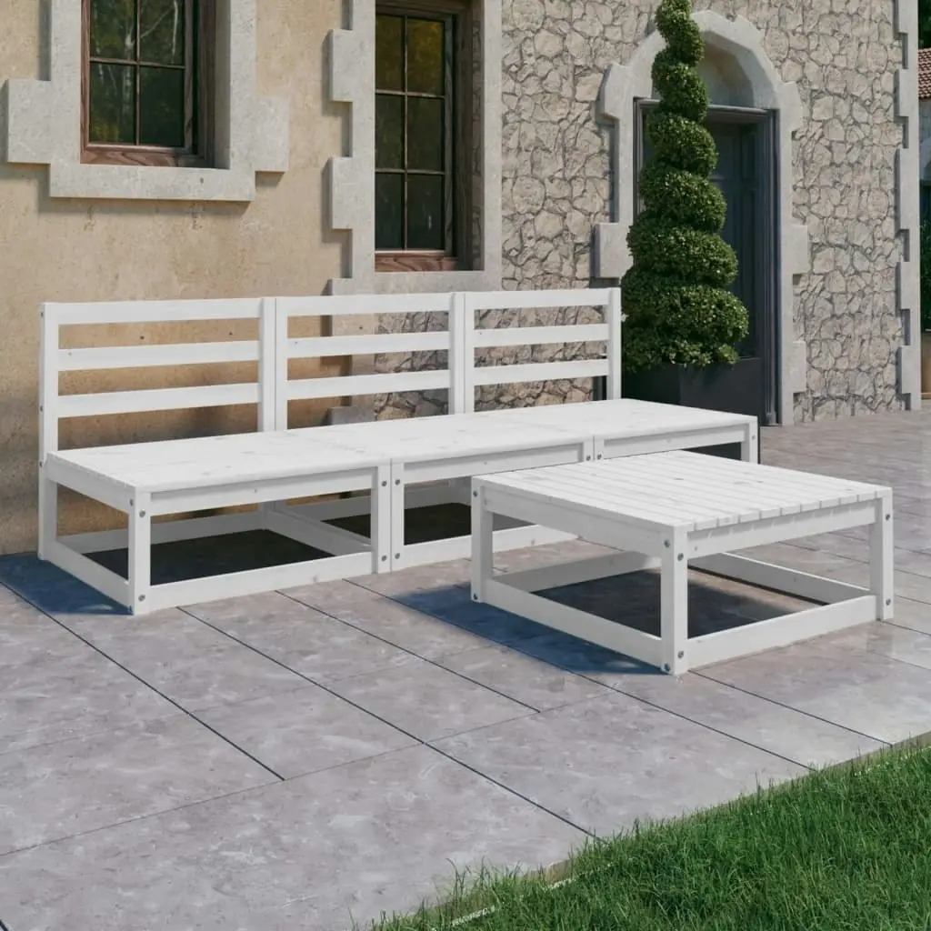 4 Piece Garden Lounge Set White Solid Pinewood 3075305