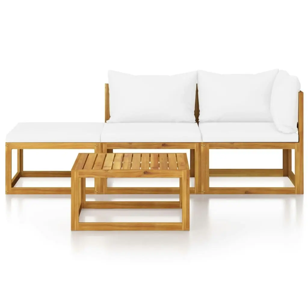 4 Piece Garden Lounge Set with Cushion Cream Solid Acacia Wood 3057659