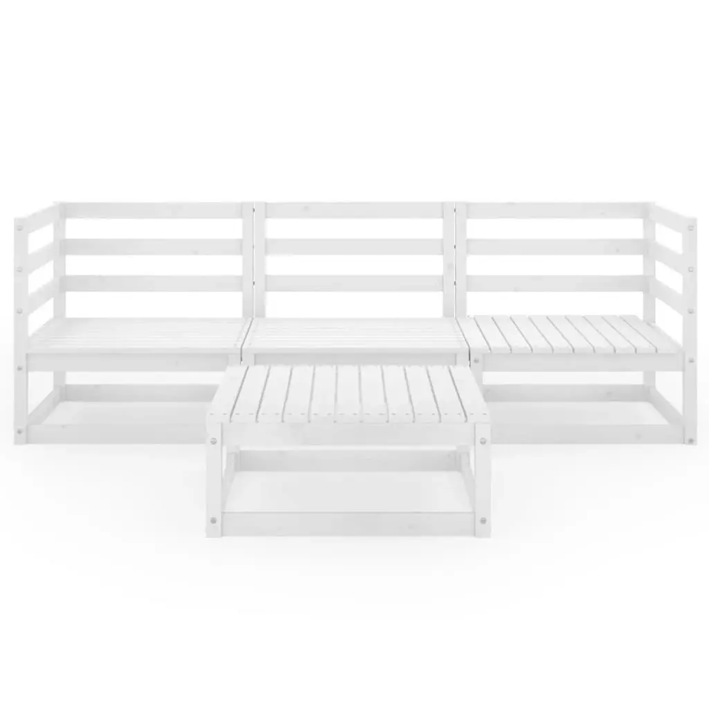 4 Piece Garden Lounge Set White Solid Pinewood 3075325