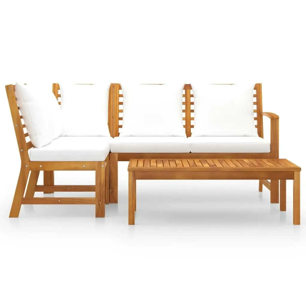 4 Piece Garden Lounge Set with Cushion Cream Solid Acacia Wood 3057772