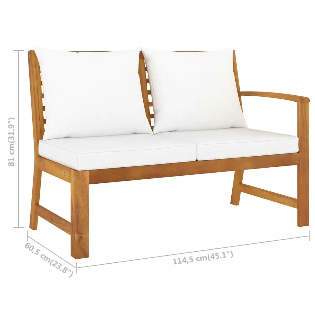 4 Piece Garden Lounge Set with Cushion Cream Solid Acacia Wood 3057769