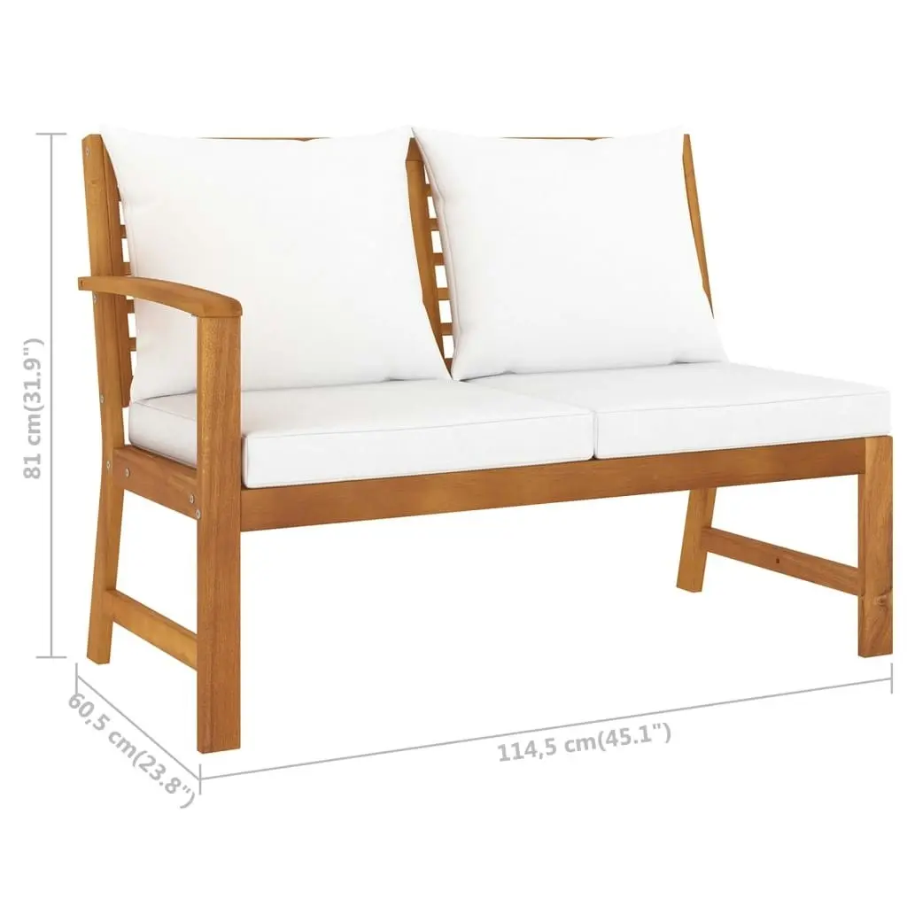 4 Piece Garden Lounge Set with Cushion Cream Solid Acacia Wood 3057769