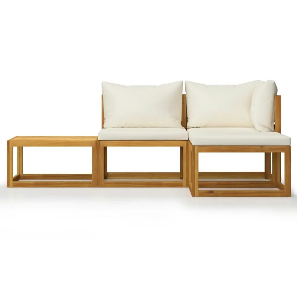 4 Piece Garden Lounge Set with Cushion Cream Solid Acacia Wood 3057632