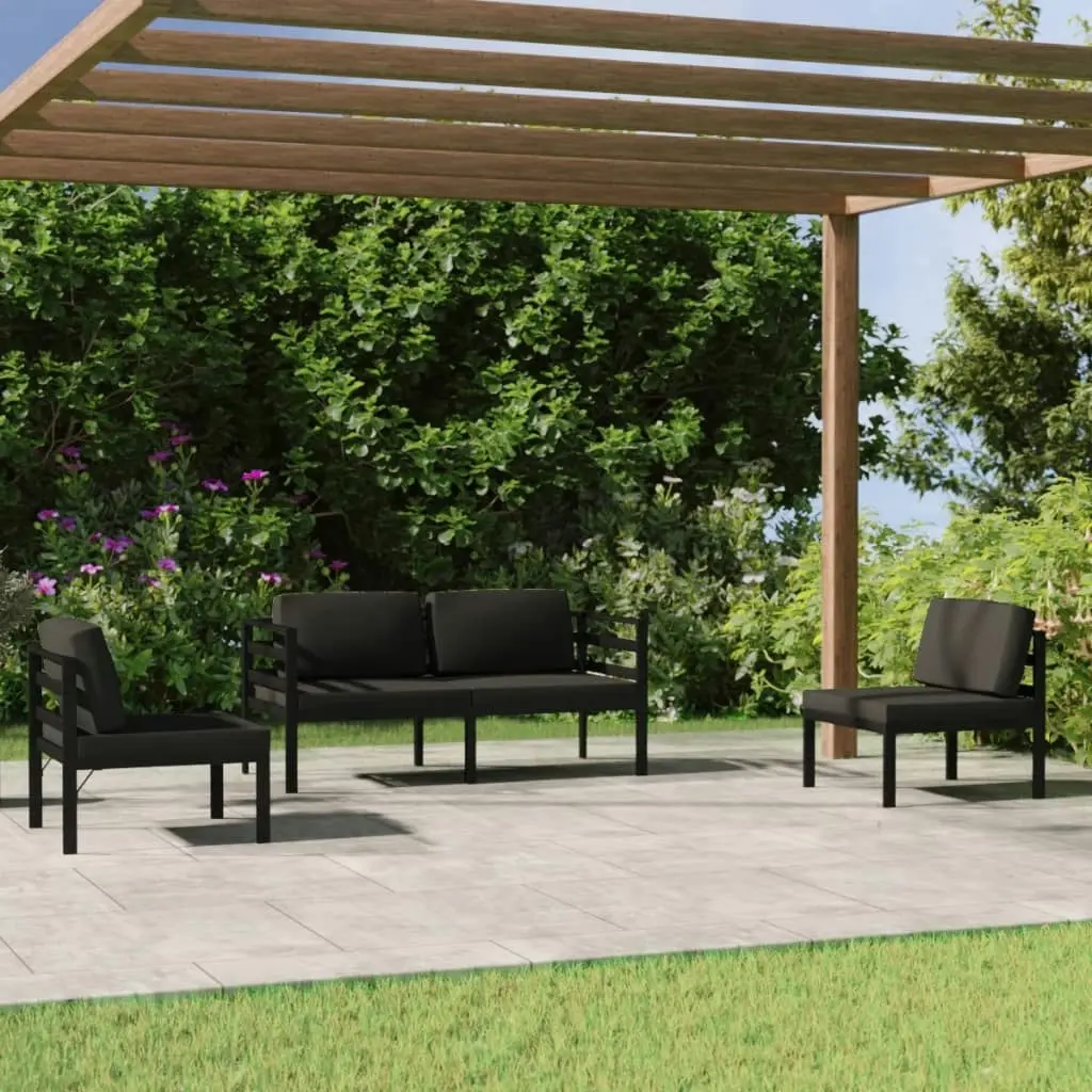 4 Piece Garden Lounge Set with Cushions Aluminium Anthracite 3107787