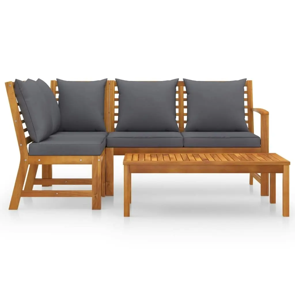 4 Piece Garden Lounge Set with Cushion Solid Acacia Wood 3057779