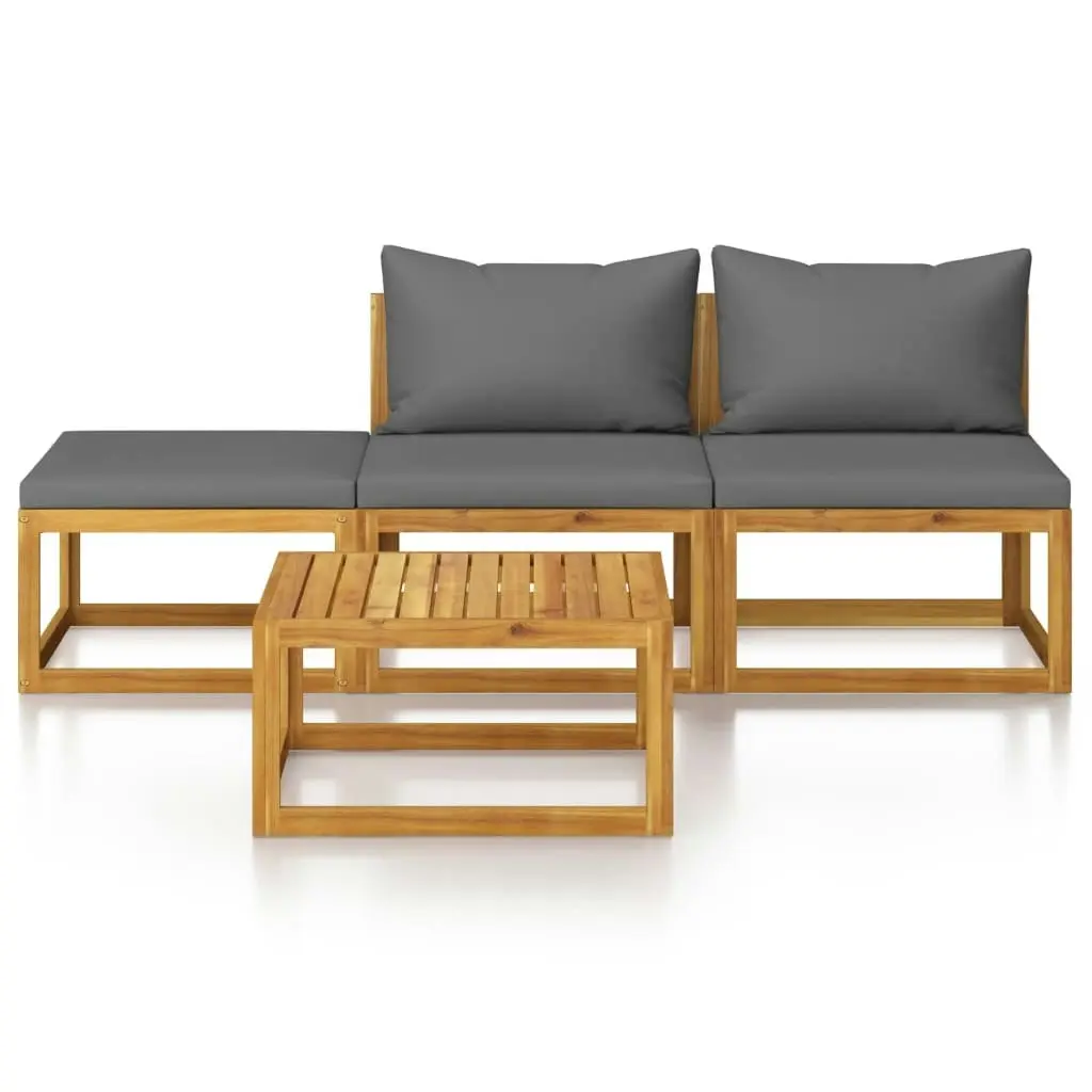 4 Piece Garden Lounge Set with Cushion Solid Acacia Wood 3057627