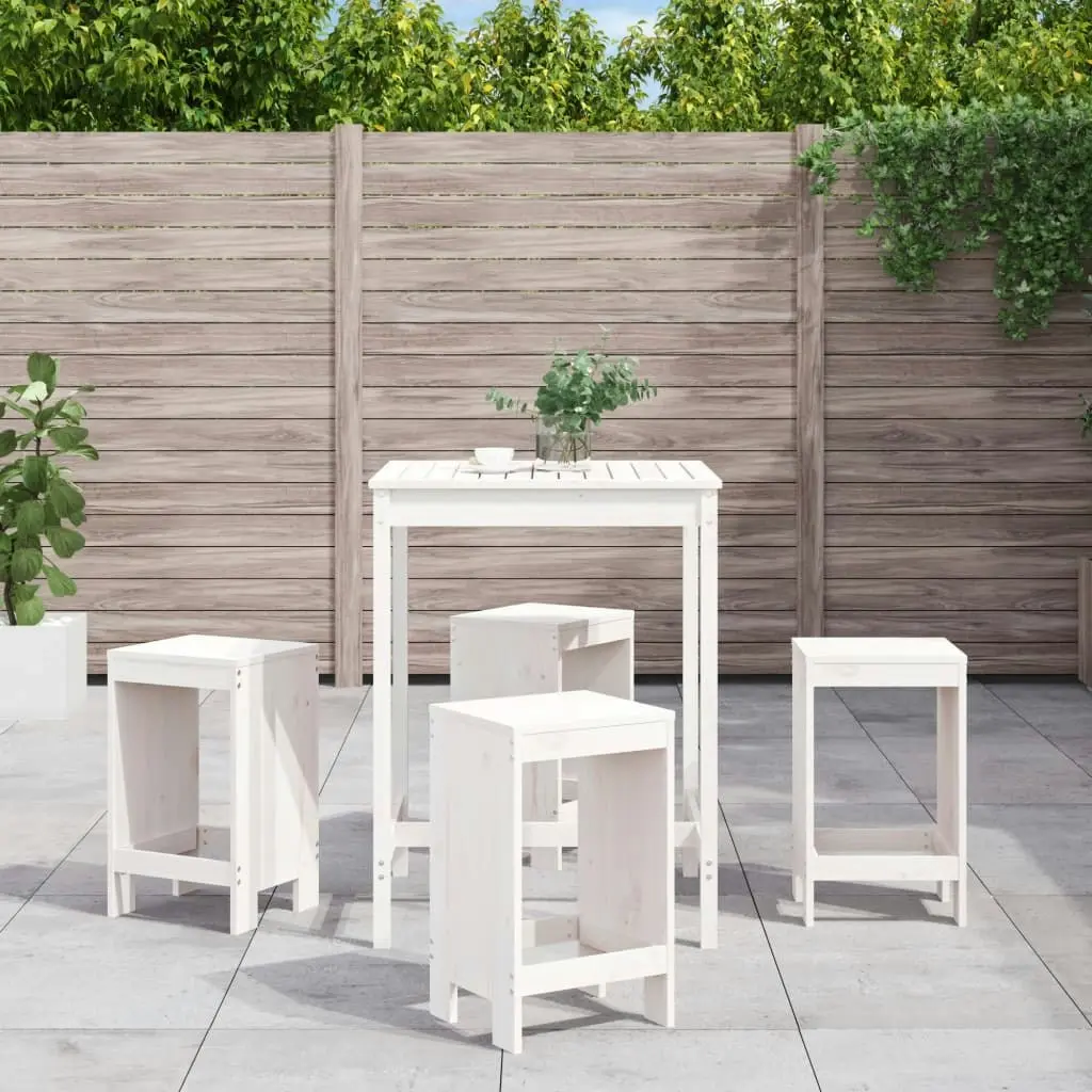 5 Piece Garden Bar Set White Solid Wood Pine 3157740