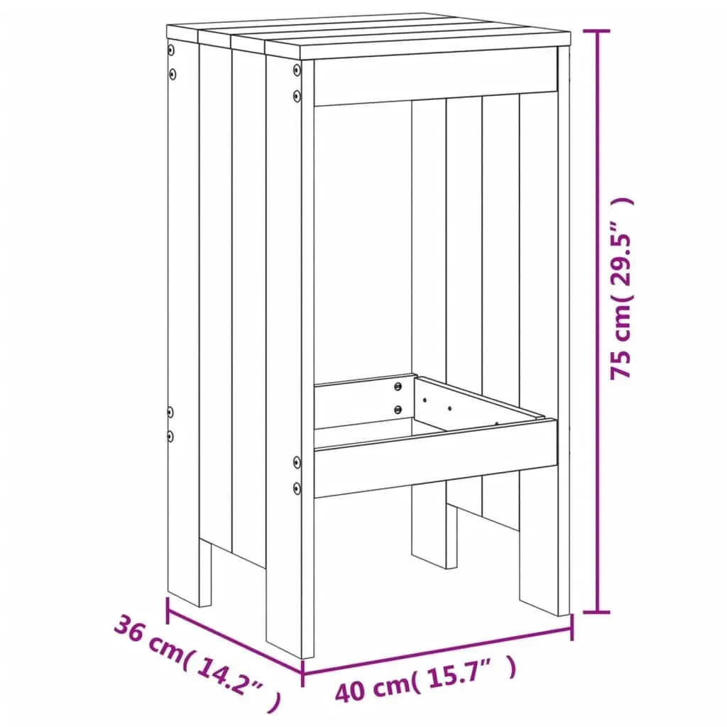 5 Piece Garden Bar Set White Solid Wood Pine 3157740