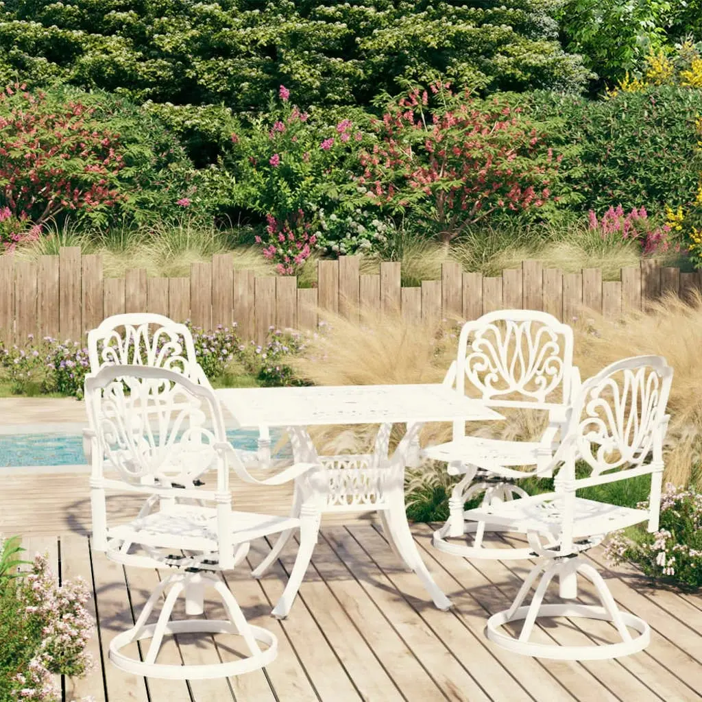 5 Piece Bistro Set Cast Aluminium White 3070624