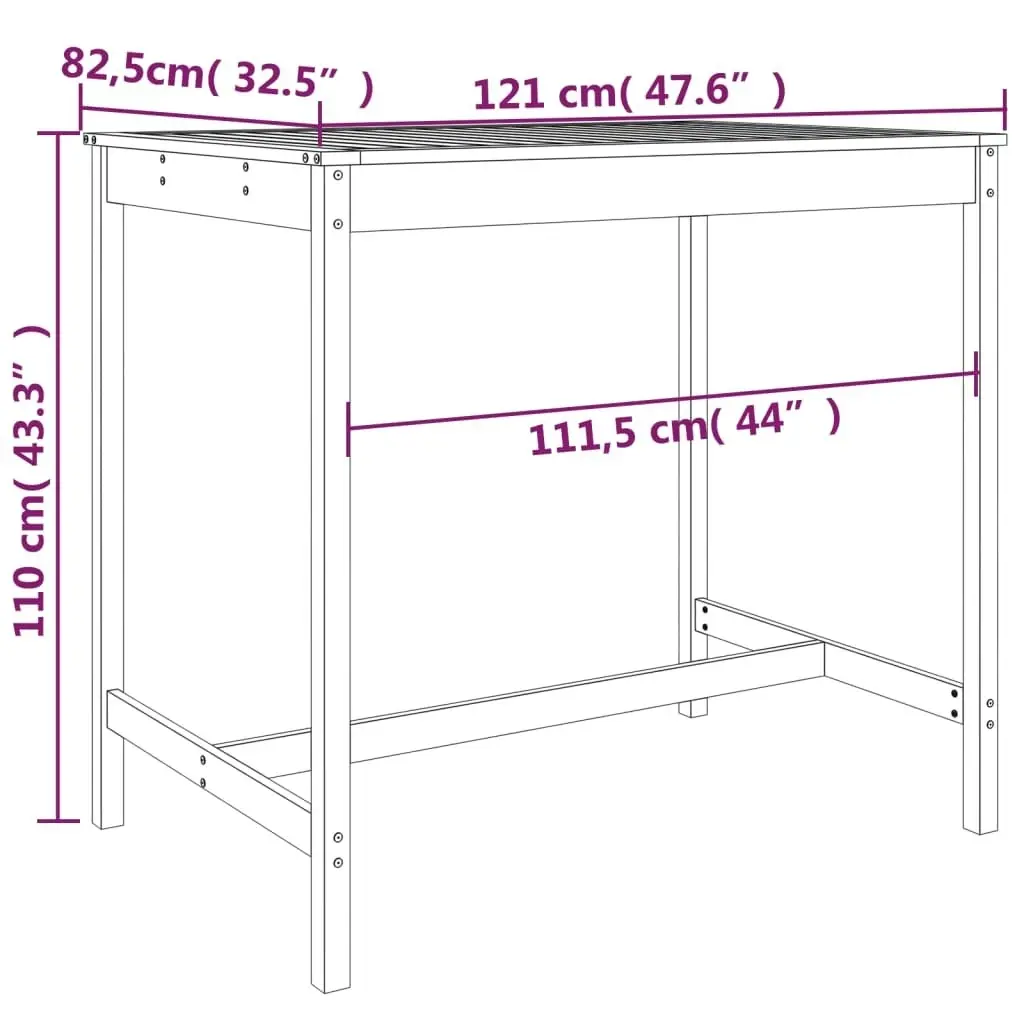 5 Piece Garden Bar Set Black Solid Wood Pine 3157749