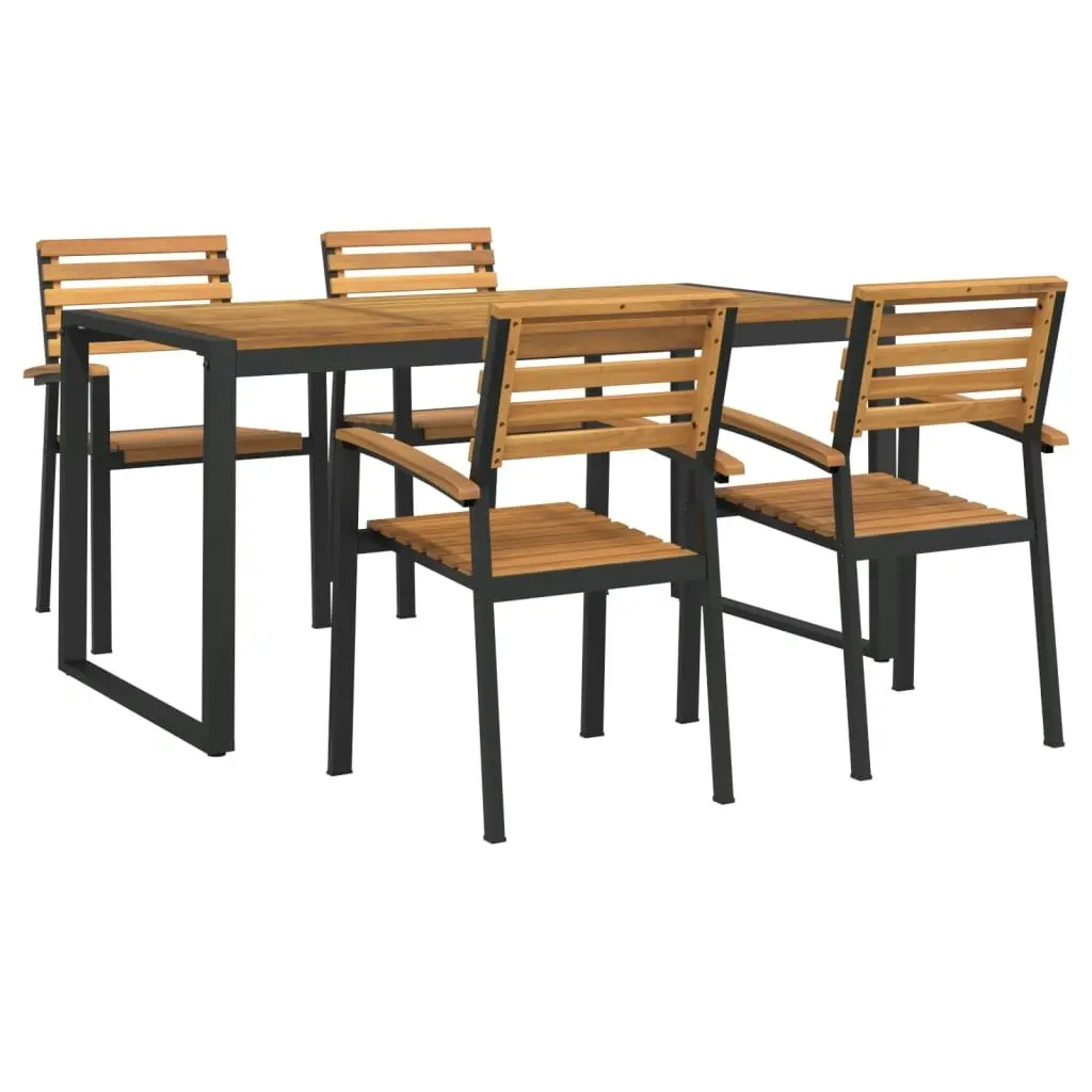 5 Piece Garden Dining Set Solid Wood Acacia and Metal 3155408