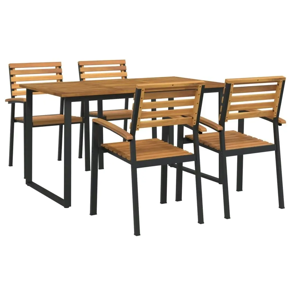 5 Piece Garden Dining Set Solid Wood Acacia and Metal 3155398