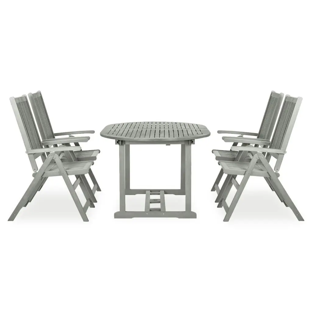 5 Piece Garden Dining Set Solid Wood Acacia Grey 3057907