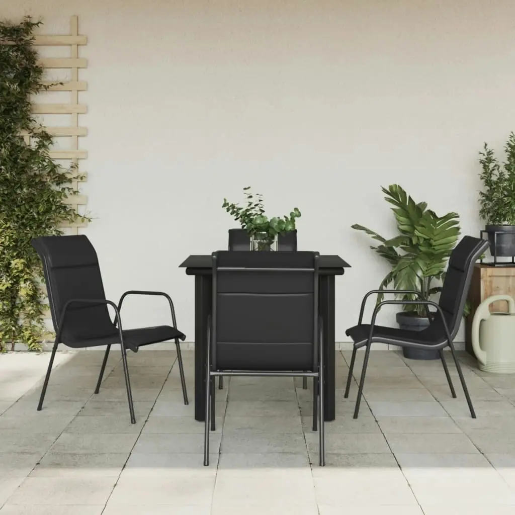 5 Piece Garden Dining Set Black Steel and Textilene 3200711