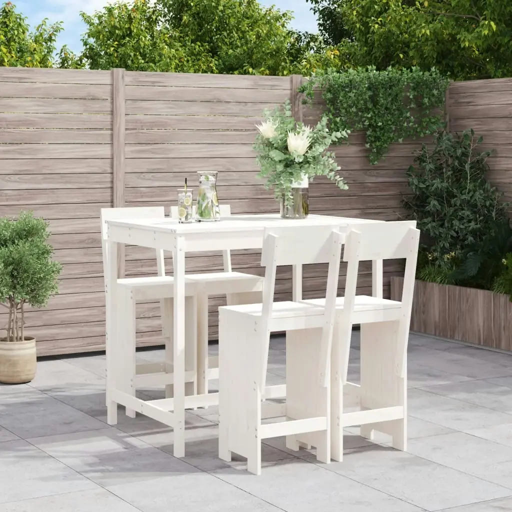 5 Piece Garden Bar Set White Solid Wood Pine 3157806