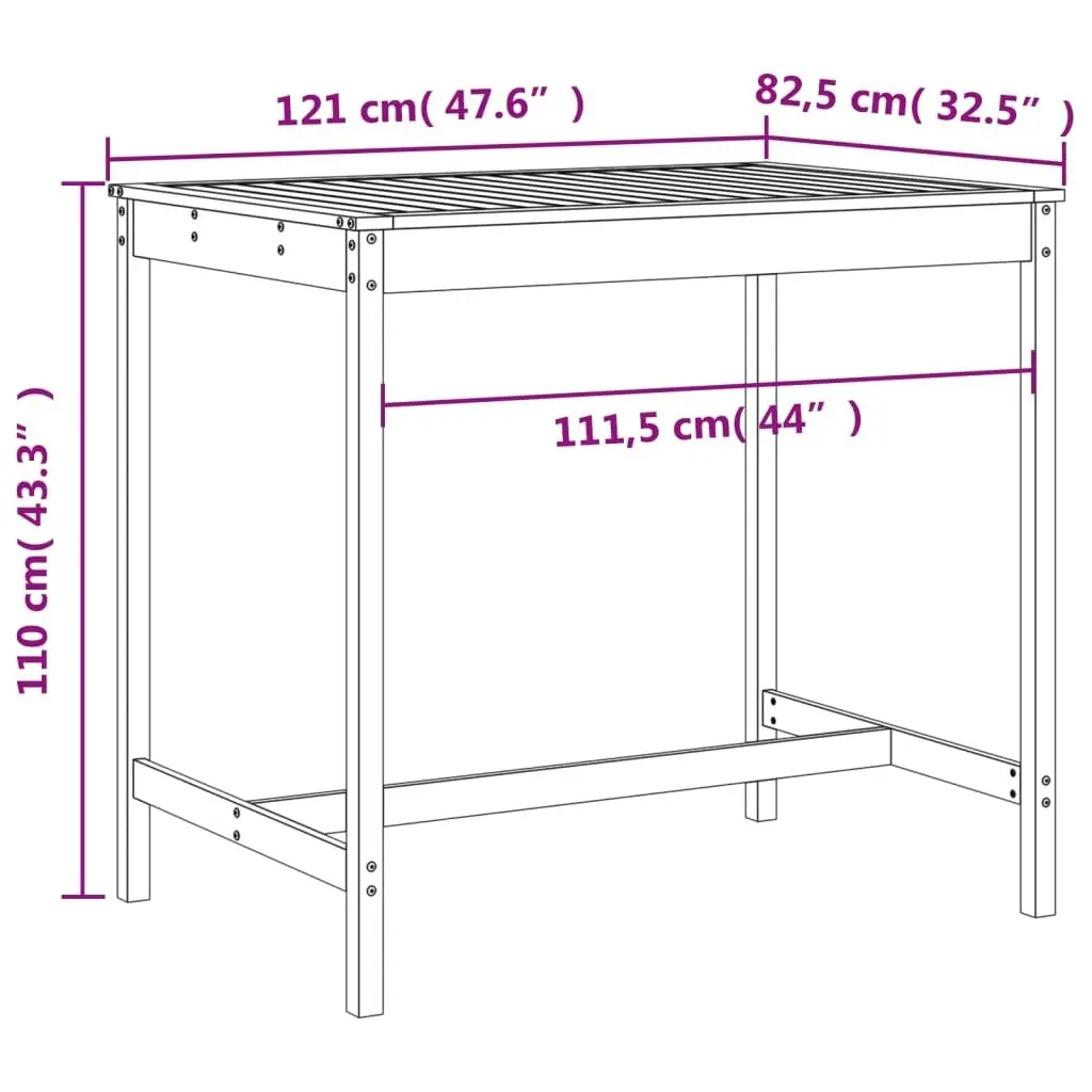 5 Piece Garden Bar Set White Solid Wood Pine 3157806