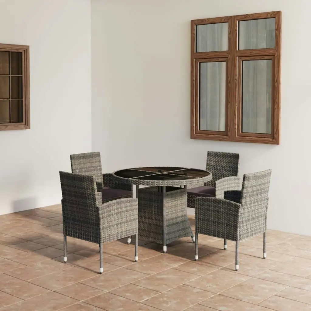 5 Piece Garden Dining Set Poly Rattan Anthracite & Grey 3059430