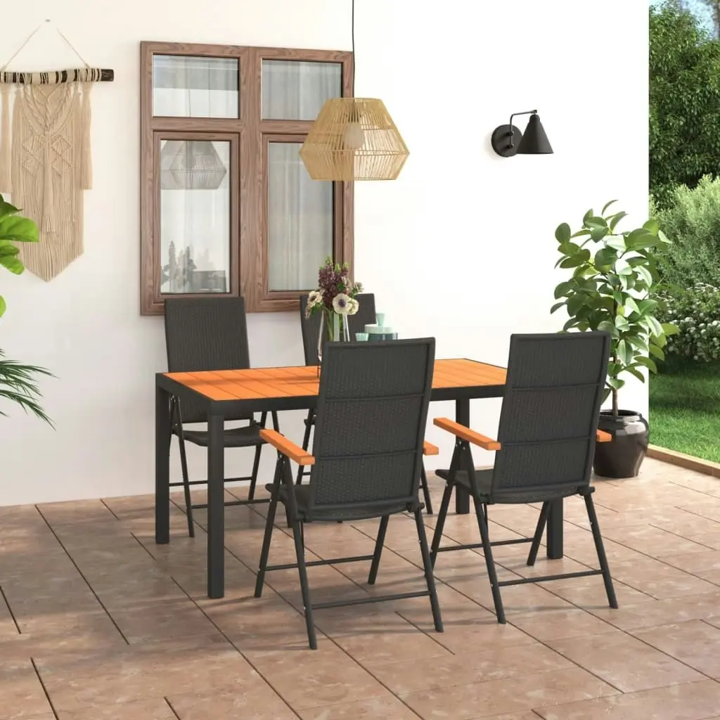 5 Piece Garden Dining Set Black and Brown 3060078