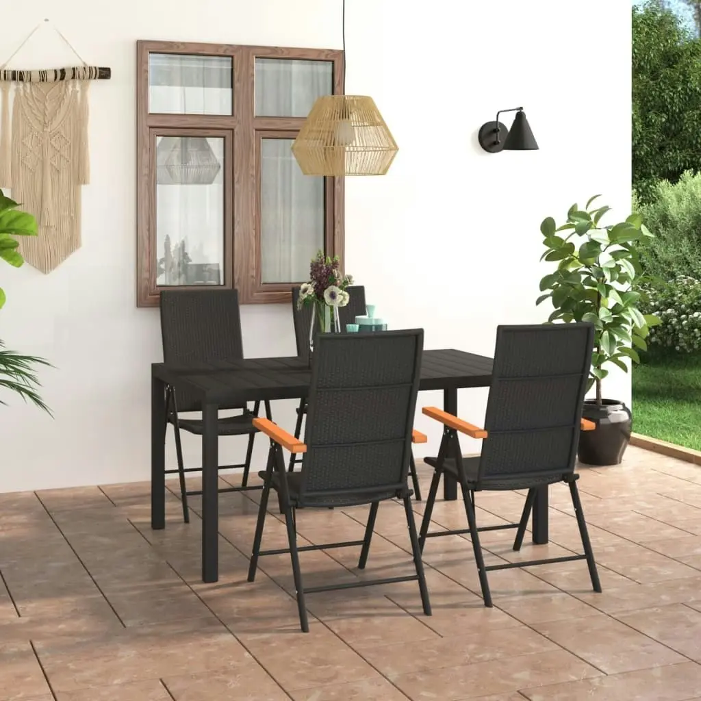 5 Piece Garden Dining Set Black and Brown 3060084