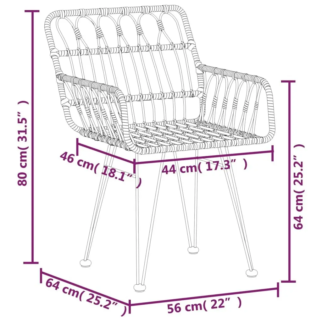 5 Piece Garden Dining Set Black Poly Rattan 3157867