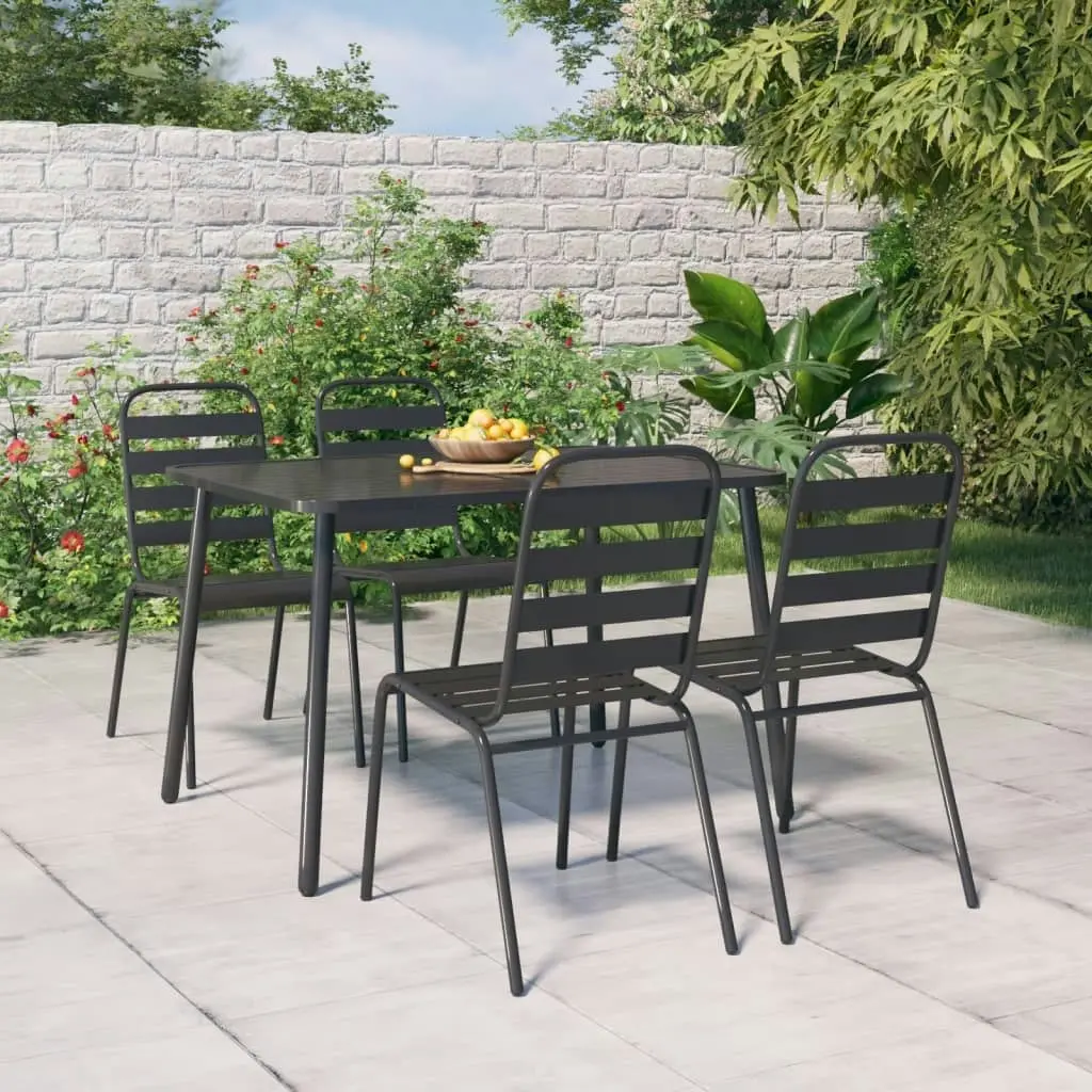 5 Piece Garden Dining Set Anthracite Steel 3187991