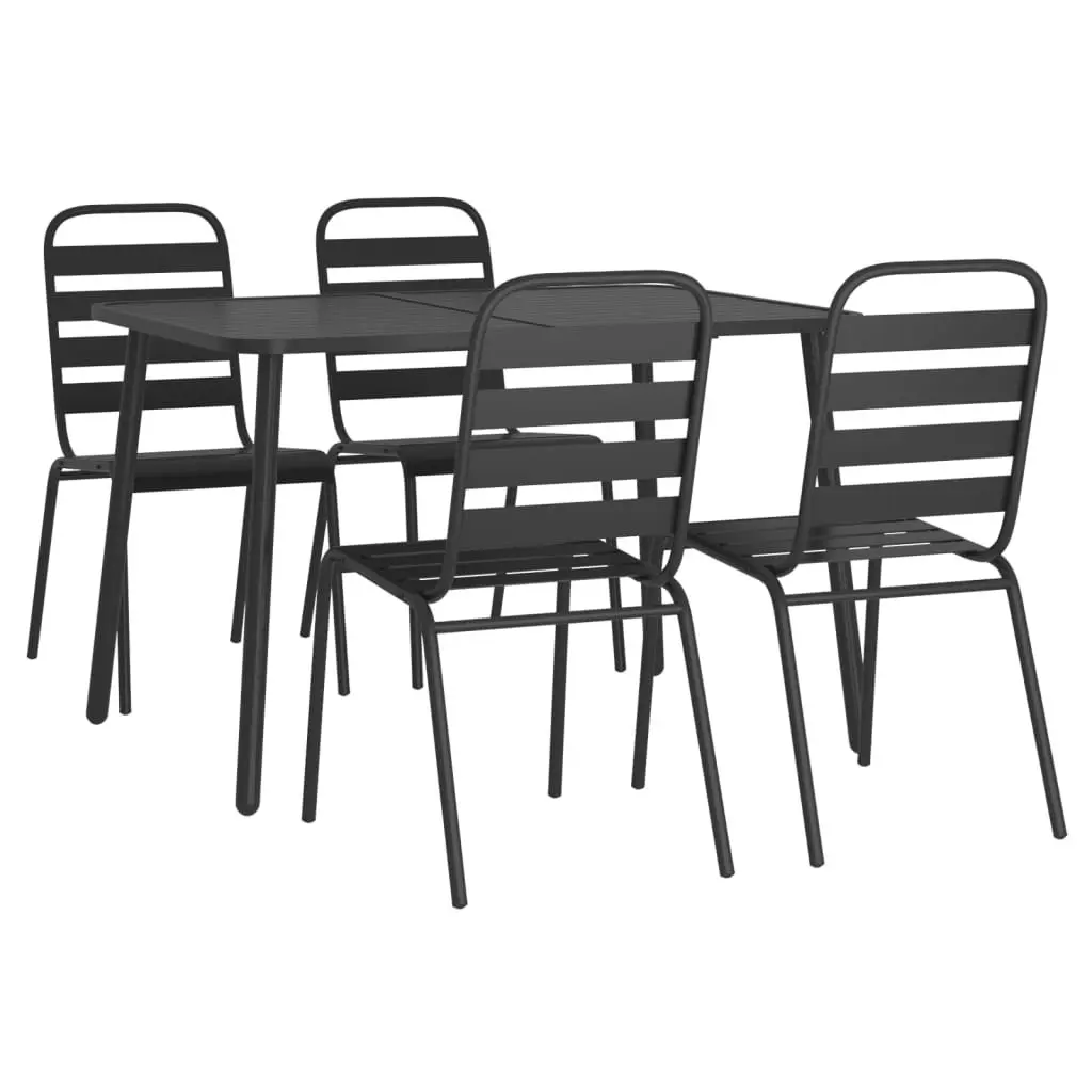 5 Piece Garden Dining Set Anthracite Steel 3187991