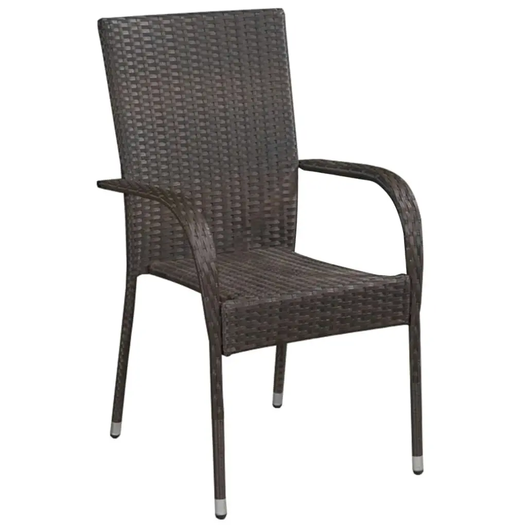 5 Piece Garden Dining Set Brown Poly Rattan 3156660