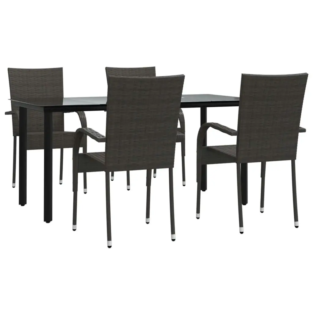 5 Piece Garden Dining Set Brown Poly Rattan 3156660