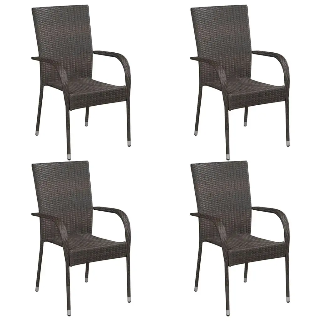 5 Piece Garden Dining Set Brown Poly Rattan 3156660