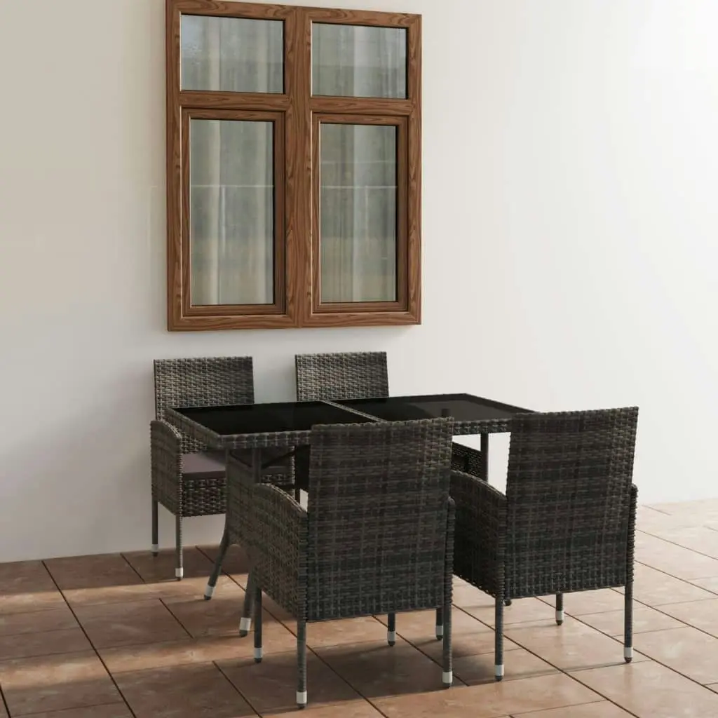 5 Piece Garden Dining Set Poly Rattan Anthracite & Grey 3059418