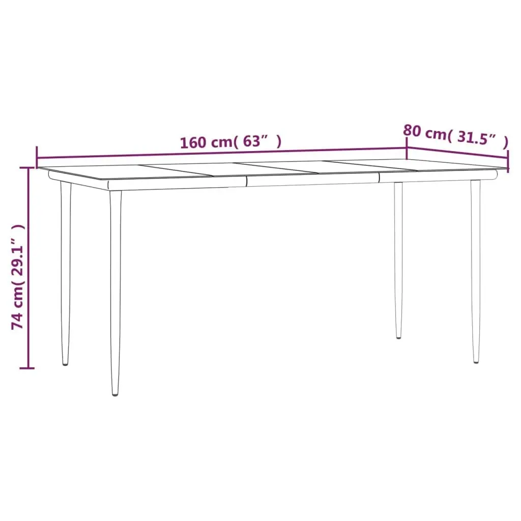 5 Piece Garden Dining Set Black and Brown Poly Rattan 3156524