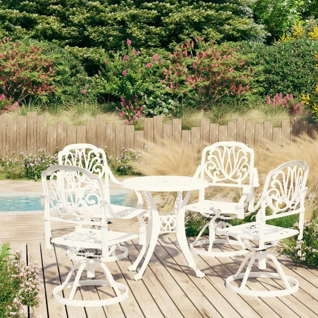 5 Piece Bistro Set Cast Aluminium White 3070618