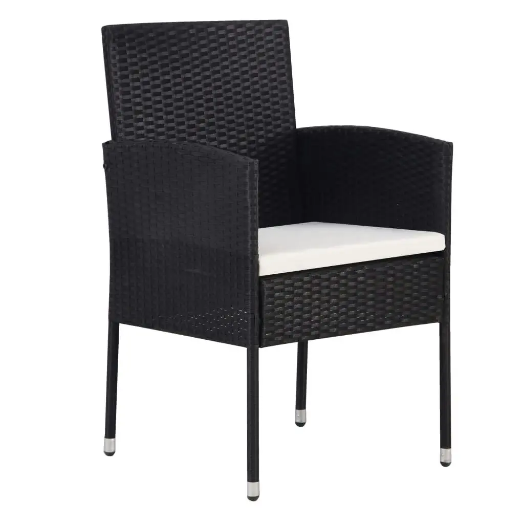 5 Piece Garden Dining Set Poly Rattan Black 3059413