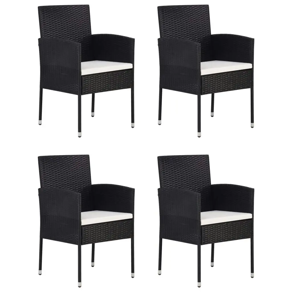 5 Piece Garden Dining Set Poly Rattan Black 3059413