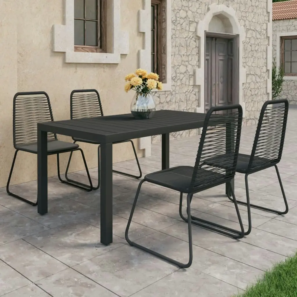 5 Piece Garden Dining Set PVC Rattan Black 3060120