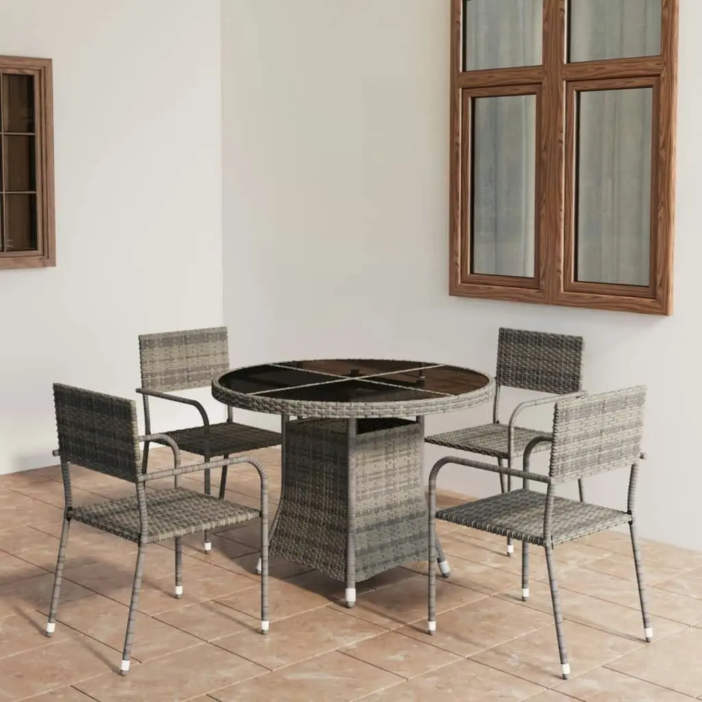 5 Piece Garden Dining Set Poly Rattan Anthracite & Grey 3059453