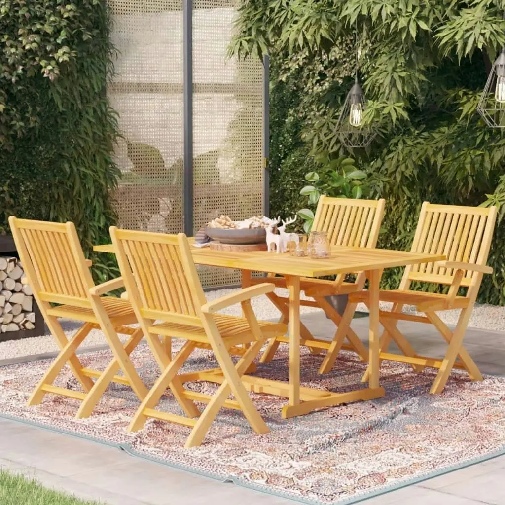 5 Piece Garden Dining Set Solid Teak Wood 3059549