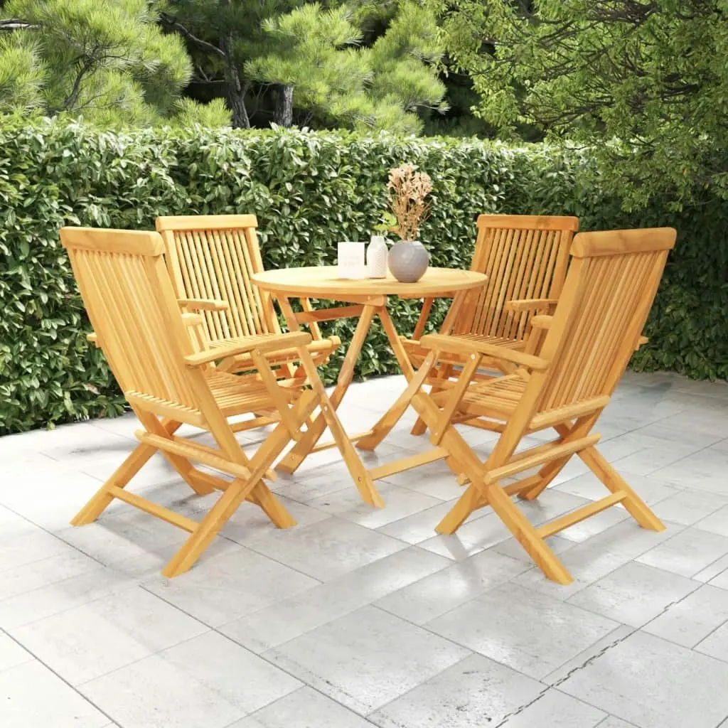 5 Piece Garden Dining Set Solid Teak Wood 3059580