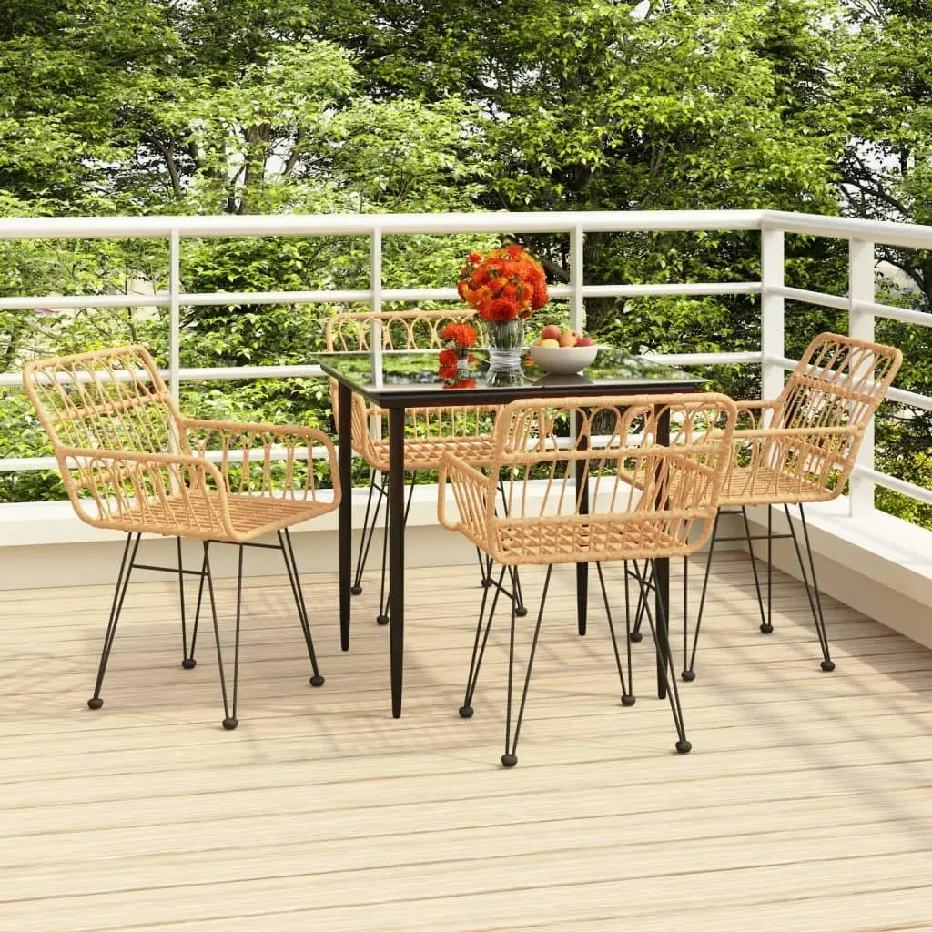 5 Piece Garden Dining Set Poly Rattan 3157846