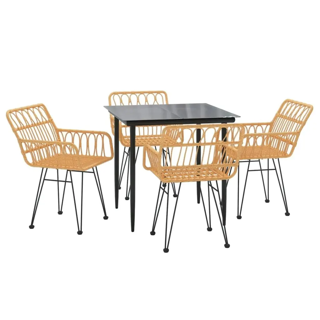 5 Piece Garden Dining Set Poly Rattan 3157846