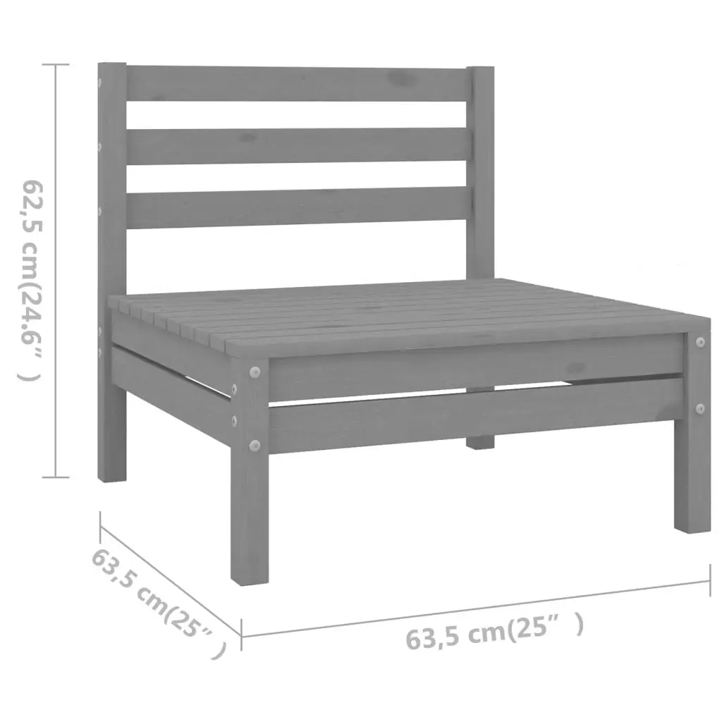 5 Piece Garden Lounge Set Solid Pinewood Grey 3082659