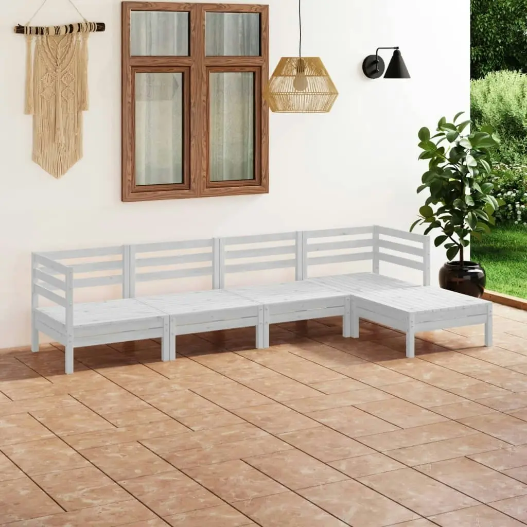 5 Piece Garden Lounge Set Solid Pinewood White 3082678