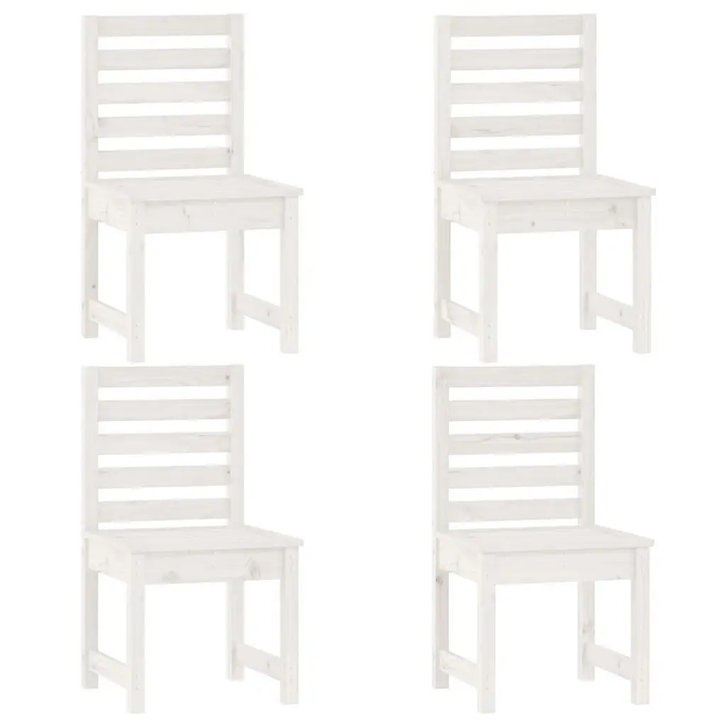 5 Piece Garden Dining Set White Solid Wood Pine 3154678