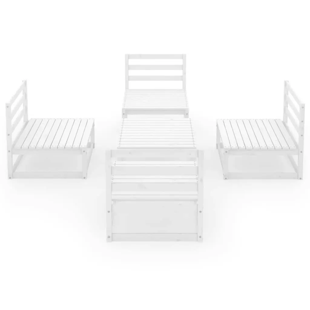 5 Piece Garden Lounge Set White Solid Pinewood 3075265