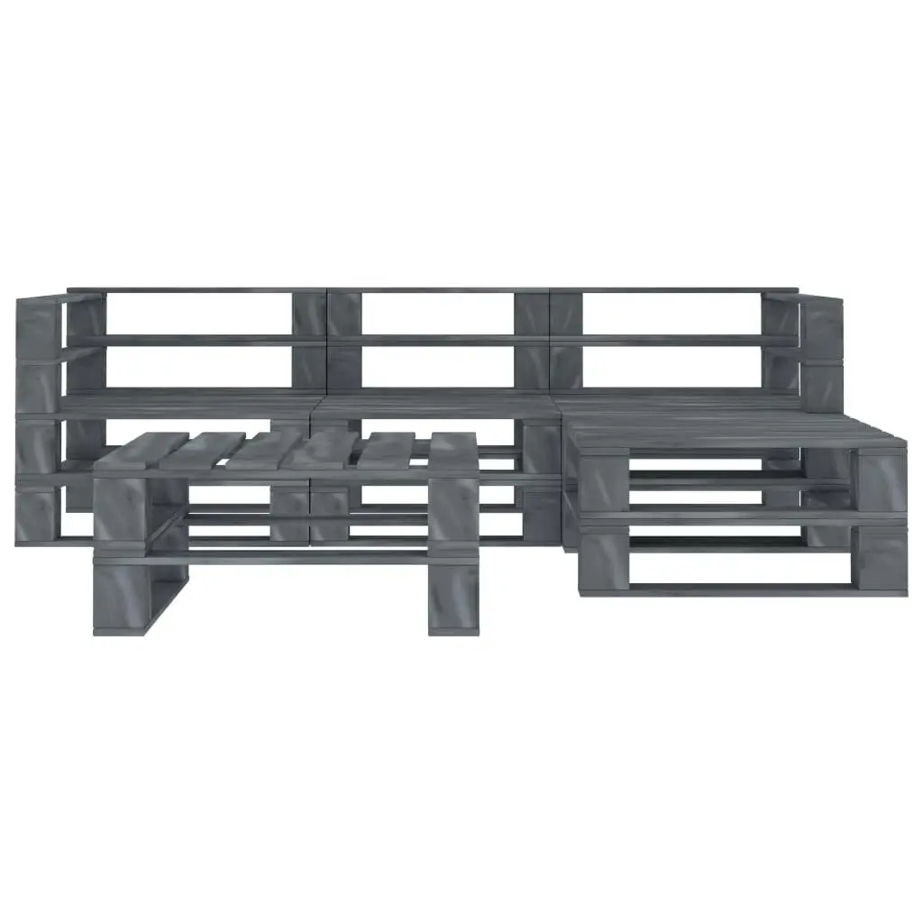 5 Piece Garden Pallet Lounge Set Wood Grey 3072268