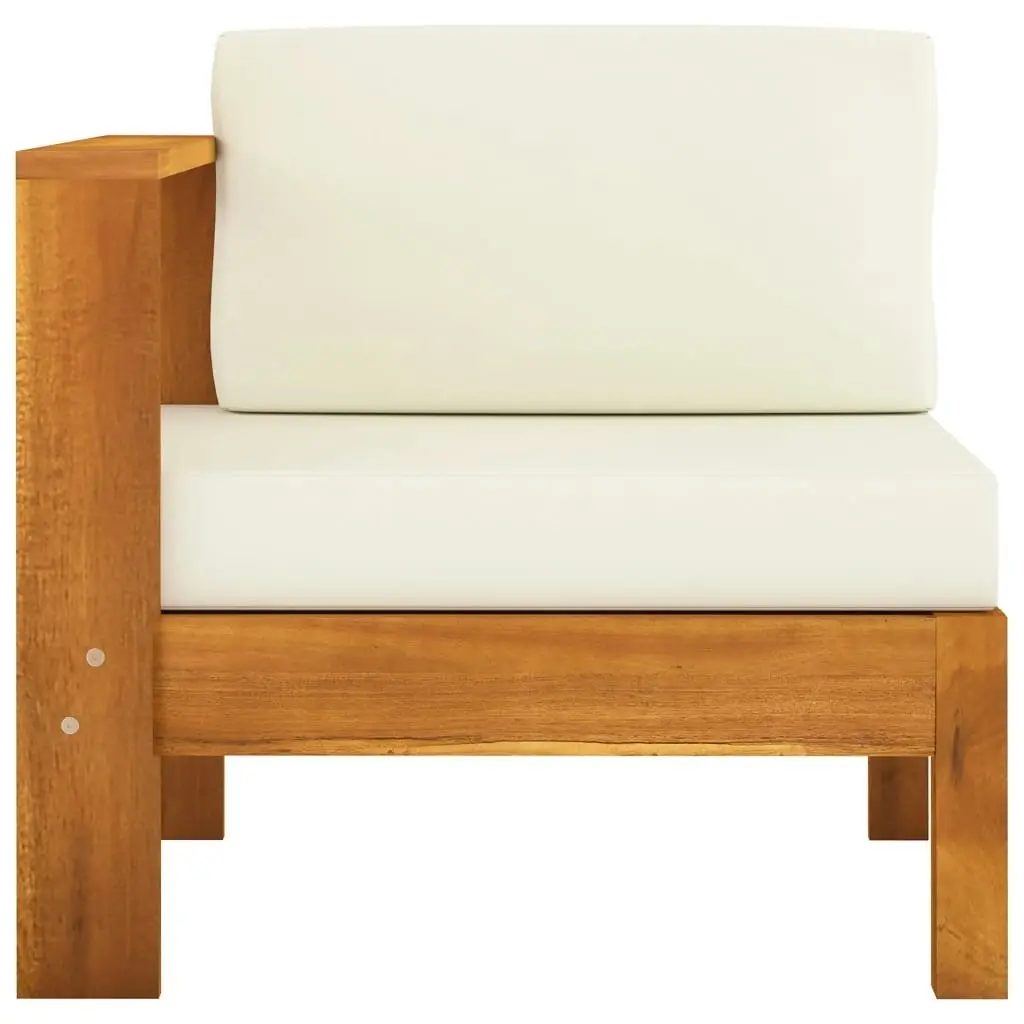 5 Piece Garden Lounge Set with Cream White Cushions Acacia Wood 3057932