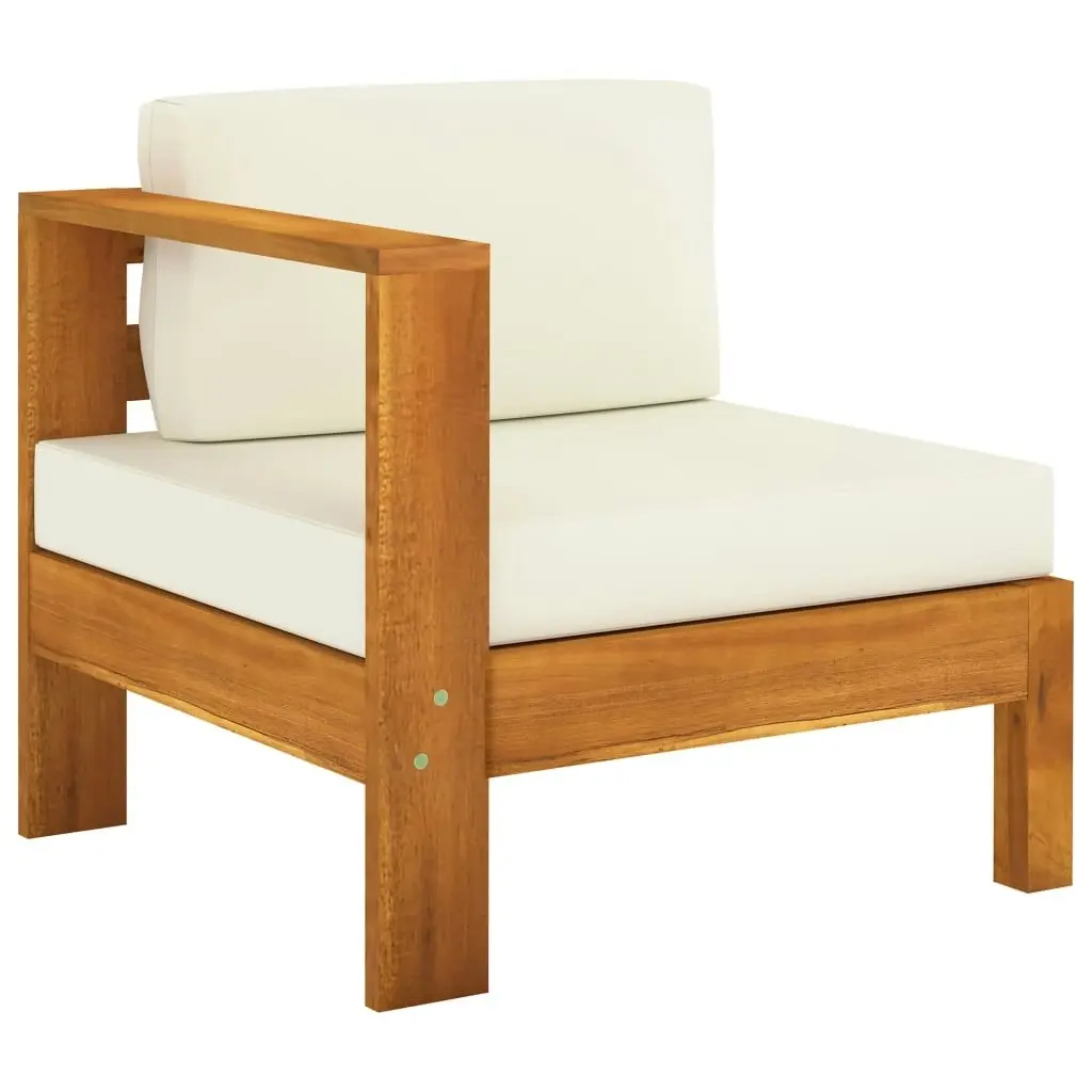 5 Piece Garden Lounge Set with Cream White Cushions Acacia Wood 3057932