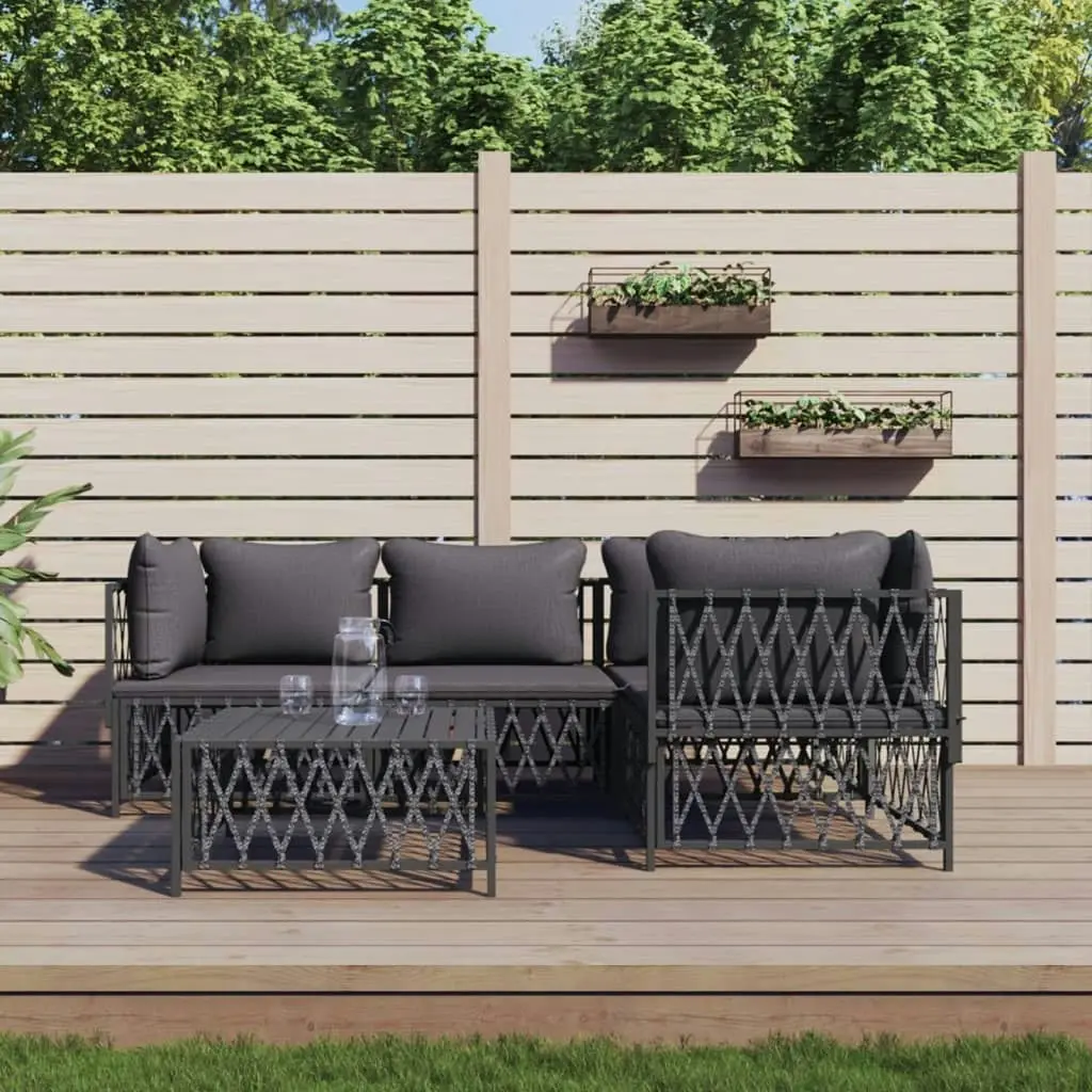 5 Piece Garden Lounge Set with Cushions Anthracite Steel 3186871